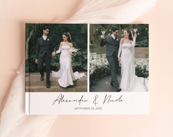 Custom Wedding Photo Album With Photo Cover, Printed Wedding Photo Book for Newlyweds, Personalized Wedding Keepsake