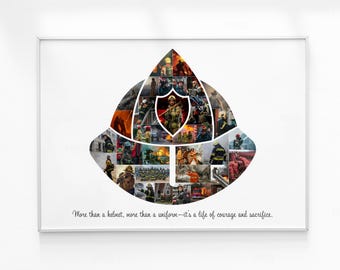 Firefighter Photo Collage Gift, Custom Fireman Gift, Personalized Firefighter Gifts, Fire Department Decor, Firefighter Appreciation Gifts