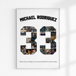 Collage di foto di basket, regalo per la serata di fine anno, regalo per la festa di fine anno di basket, collage di foto di compleanno per 33 anni, collage di foto di numeri, collage di foto sportive