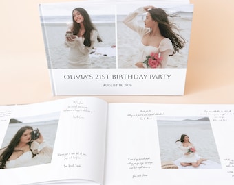 21st Birthday Guest Book with Photos, Personalized Hardcover Memory Book, Custom Party Sign In Album, Milestone Keepsake