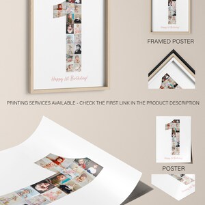 1st Birthday Photo Collage, 1st Anniversary Photo Collage, 1st Birthday Gift, Baby Photo Collage Number image 5
