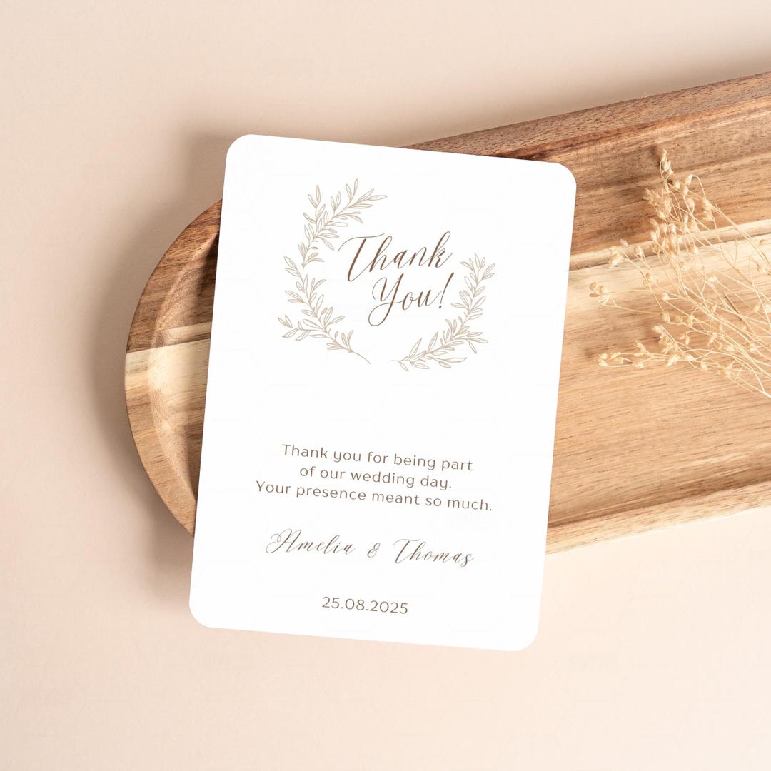 Simple Wedding Thank You Cards – Minimalist Custom Thank You Card With ...