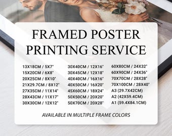 Benutzerdefiniertes gerahmtes Poster - Druck- und Rahmenservice - Personalisierter Wandkunstdruck - Gerahmter Druckservice - Mehrere Größen und Rahmenfarben