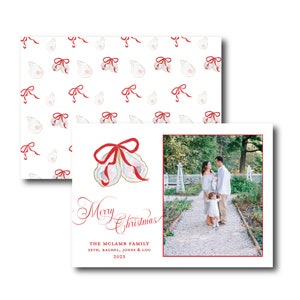 Tarjeta de Navidad Oyster Bow, Tarjeta de Navidad Grandmillennial, Tarjeta de Navidad para bebés, Navidad Preppy, Clásica, Tradicional