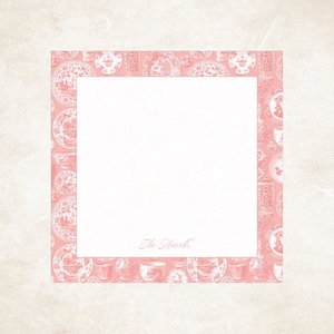 Rosa Chinoiserie Notizblock, Monogramm Notizblock, Grandmillenial, 200 Seiten Notizblock, Dicker Notizblock, Personalisiertes Briefpapier Geschenk, Gepard Notizblock