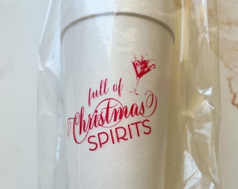Christmas Spirits Styrofoam Cups, Christmas Cocktail Foam Cups, Hostess Gift, Martini, Party Cup