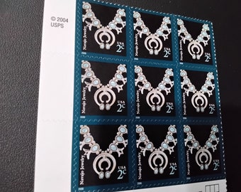 Navajo Necklace U.S. 2 Cent Stamps. Lot of 9. 2004.