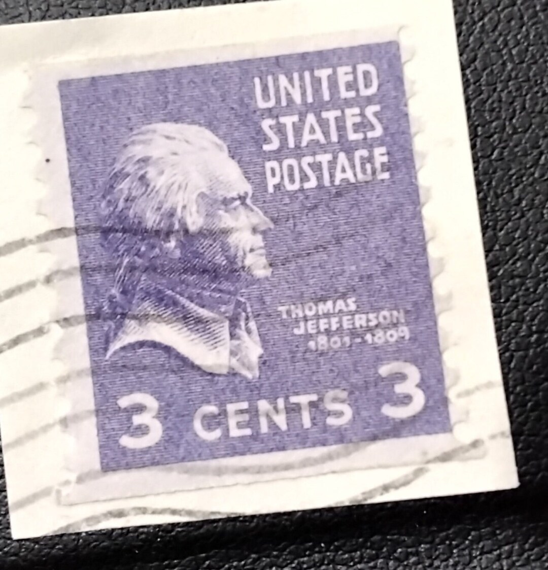 Thomas Jefferson, 3 Cent, Purple Stamp. 1938, Used, Coil Type and Vintage. Etsy Thomas Jefferson, 3 Cent, Purple Stamp. 1938, Used, Coil Type and Vintage. Etsy