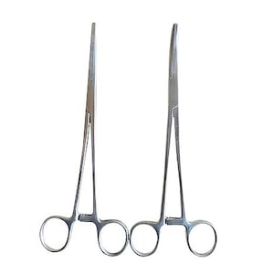 Stainless Steel Set of 2 Pieces 8 Inch Straight & Curved Sea Coarse Unhooking Fishing Pliers forceps