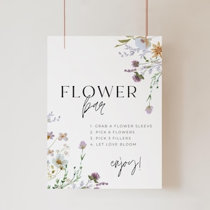 Blumen Bar Schild Vorlage, machen ein Bouquet Zeichen, Wildblumen Blüte Bar Schild, Brautdusche Gefälligkeiten Zeichen, Blumen Brautdusche Dekor, 13x18, 8x10