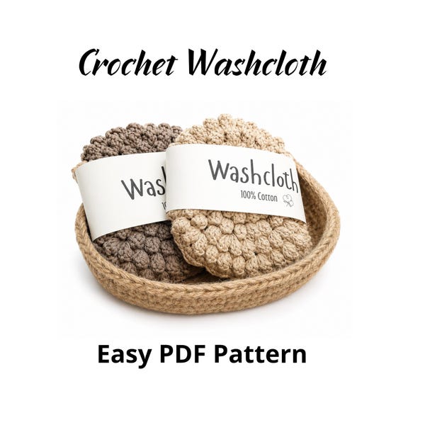 Easy Crochet Washcloth Pattern: Beginner Cotton Gift (PDF Pattern in English)