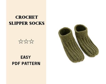 Easy Crochet Slipper Socks Pattern: Wool Yarn, Any Size (PDF Pattern)