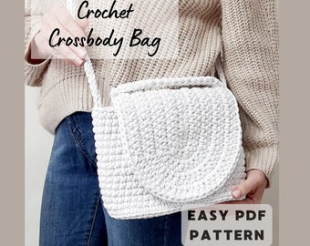 Easy PDF Crochet Pattern, Crochet Crossbody Bag, Crochet Eco Friendly Bag, Digital Instant DIY, Easy Pattern, Handbag, Crochet Cotton Bag