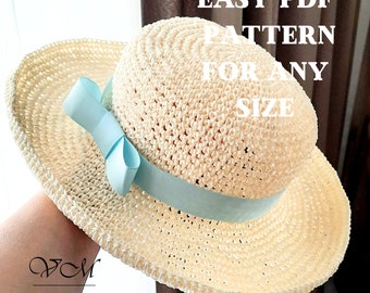 Crochet Sun Hat Pattern: Twisted Paper Yarn, Any Size (PDF Pattern in English)