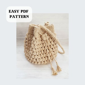 Crochet Raffia Bag Pattern, Easy PDF Crochet Pattern, Digital Instant DIY, Crochet Bucket Bag, Summer Bag Pattern, Raffia Bag, Shoulder Bag