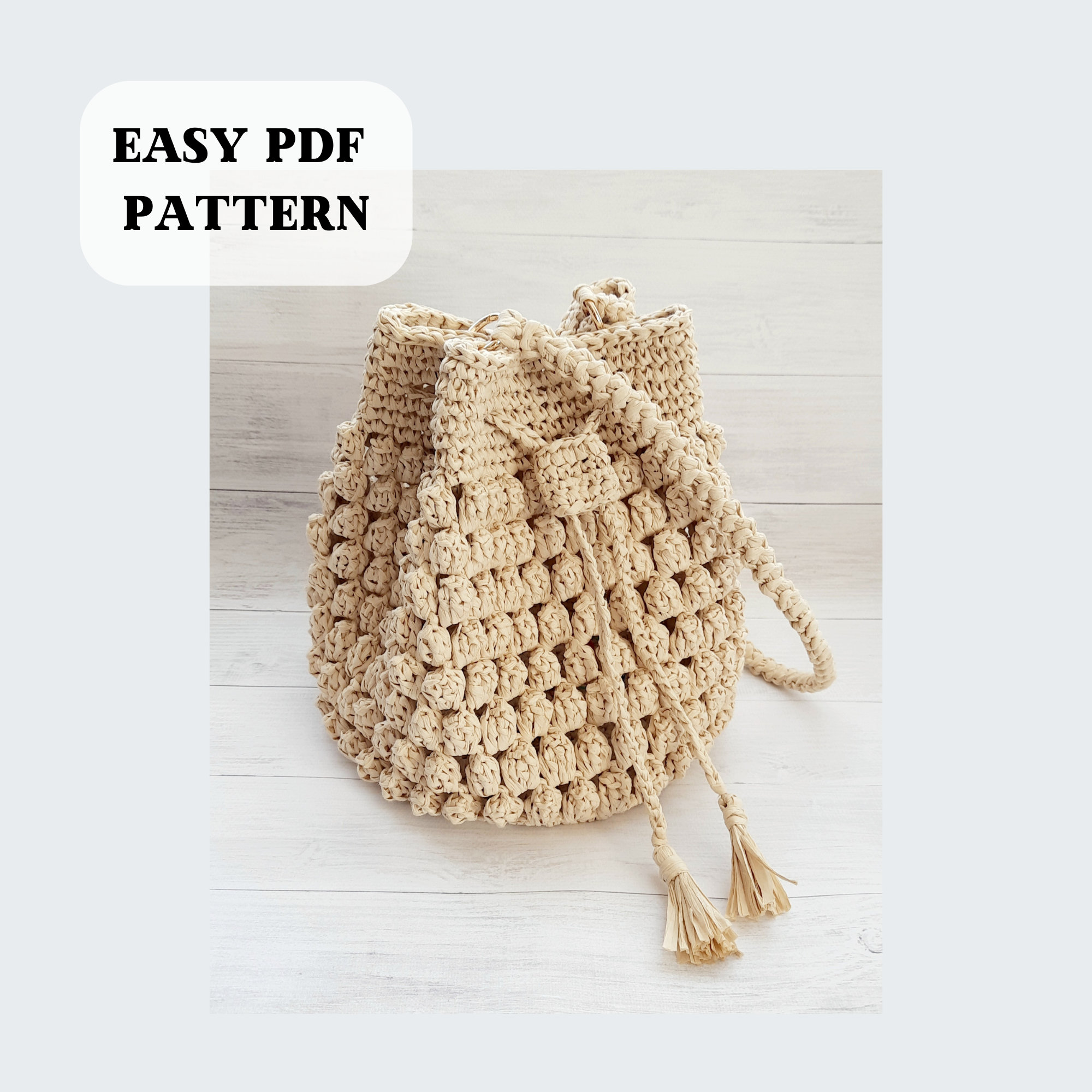 Crochet Raffia Bag Pattern, Easy PDF Crochet Pattern, Digital Instant DIY, Crochet Bucket Bag, Summer Bag Pattern, Raffia Bag, Shoulder Bag
