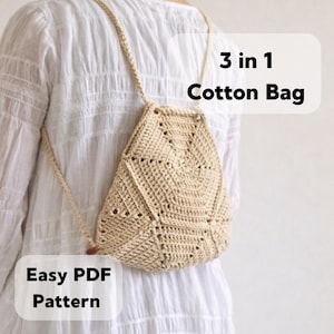 Crochet Boho Bag Pattern: 3-in-1 Backpack, Tote, Shoulder (PDF Pattern)