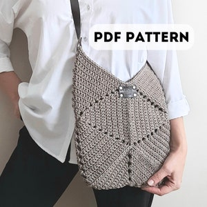 Easy PDF Crochet Pattern, Crochet Shoulder Bag Pattern, Digital Instant DIY, Crochet Cotton Bag