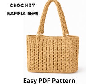 Raffia Crochet Tote, Summer Bag (PDF Pattern in English)