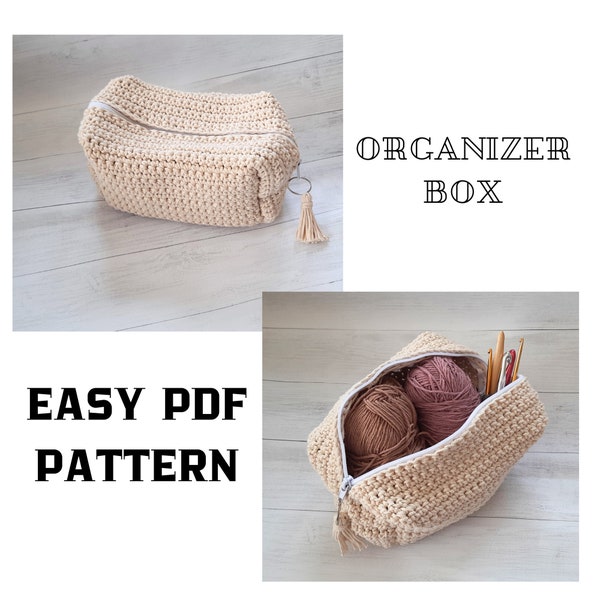 CROCHET PATTERN, Crochet Organizer Pattern, Crochet Makeup Bag Pattern, Crochet Pensil Case, Crochet Organizer Box, Beginners Pattern