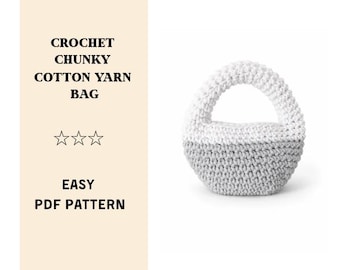 Crochet Raffia Round Bag, DIY Shoulder Bag (PDF Pattern in English)