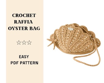 Crochet Raffia Oyster Shell Bag Pattern: Easy Straw Purse (PDF Pattern in English)
