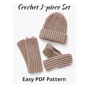 Easy Crochet Beanie, Scarf & Mitten Pattern (PDF)