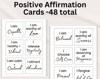 Positive Affirmation Cards, Printable Digital Vision Board Cards, Self Care Printable