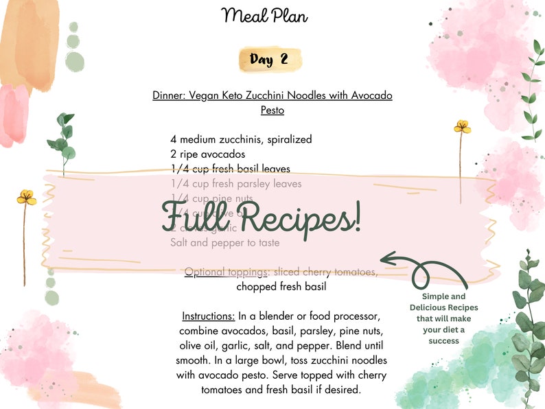 Vegan Keto, 7 Day Meal Plan, Recipes with macros Printable Recipes, Printable Meal Plan image 6