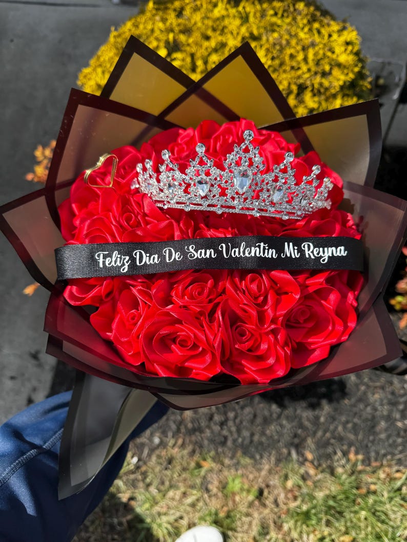 Personalized Ribbon Rose Bouquet, Forever Roses, Anniversary Gift - Etsy