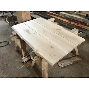 Table top for DIY construction in a set, unedged planks, tree slice, boards, oak 130x80x3cm