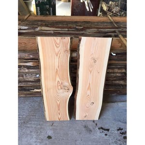 Tree disc, board, plank, rustic, unedged larch, handcraft, solid wood, length selectable