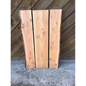 Table top for self-assembly in a set, unedged planks, tree disc, boards, larch 90x60x2.5 cm