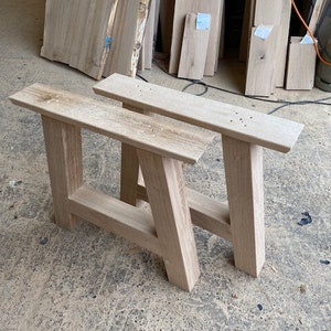 2 Stück, Tischbeine aus Eiche, Tischuntergestell, Tischgestell, A-Kufen, 72x76 cm, Massiv, rustikal, Tischkufen