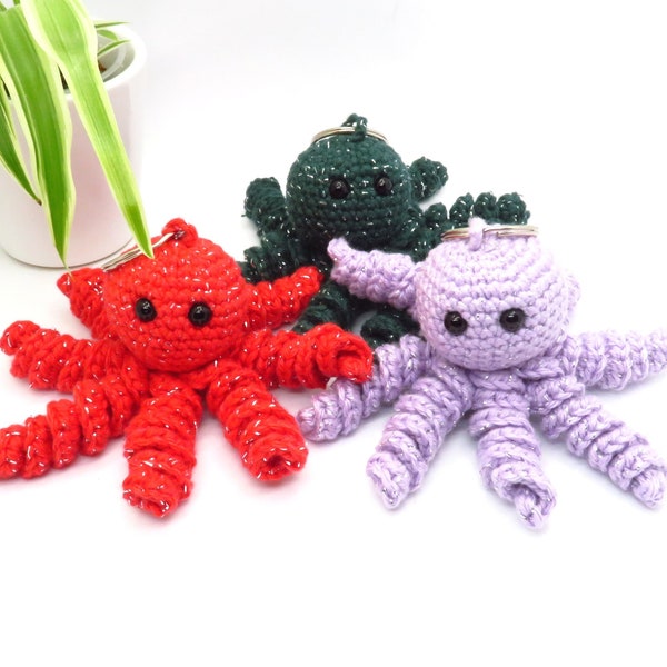 Porte-clés pieuvre rempli de lavande | Porte-clés pieuvre Amigurumi | Aide à la relaxation