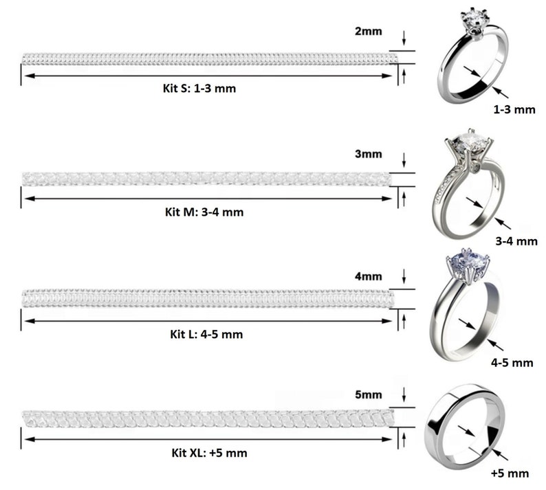 Ajusteur de taille de bague Réducteur de taille de bague Ajusteur de bague en spiral Réducteur de bague 4 tailles disponibles image 2