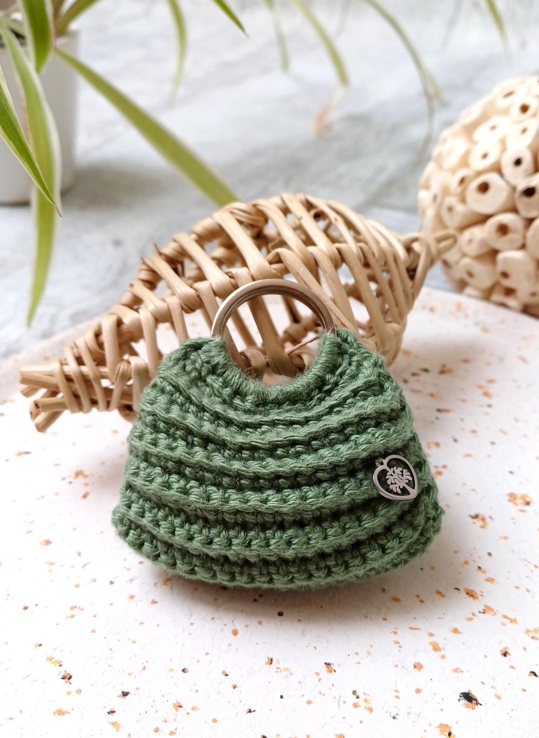 かぎ針編みのミニバッグキーホルダー |ミニハンドバッグキーチェーン