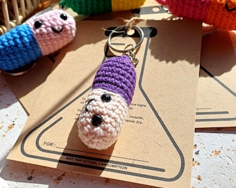 Chill-Pill keychain | Happy-pill keyring | Crochet emergency pill | Desk buddy | Worry buddy | Secret Santa Gift | Stocking Stuffer
