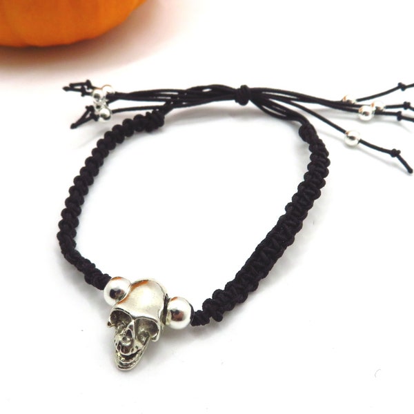 Bracelet d'Halloween tête de mort | Bijoux effrayants | Macrame bracelet fantaisie