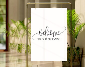 Fun &quot;Welcome to our Beginning&quot; Graphic for Wedding Sign, SVG, JPG, PNG Digital Download and Subliminal File for Printing for Cricut Designs