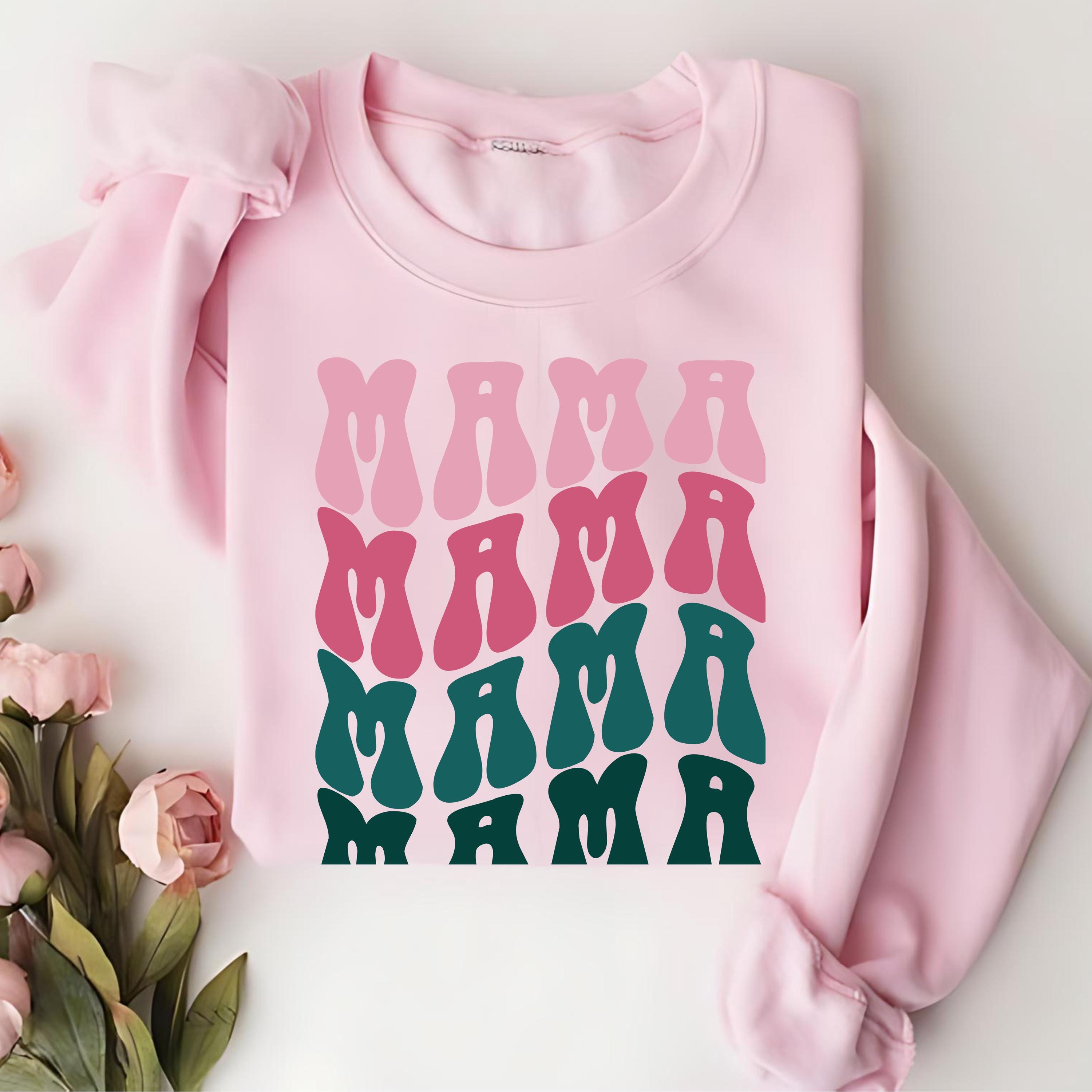 Cute, Wavy Pink-Green Ombre Mama SVG and JPG Files; Digital Downloads for Girl Mom and Boy Mom Sublimation Prints for Cricut and Silhouette