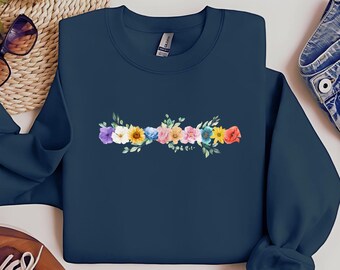 Watercolor Flowers Wall Art for Springtime Home Decor; Sublimation Files for Cricut and Silhouette, Custom Sweatshirts, Tees & Gifts for Her