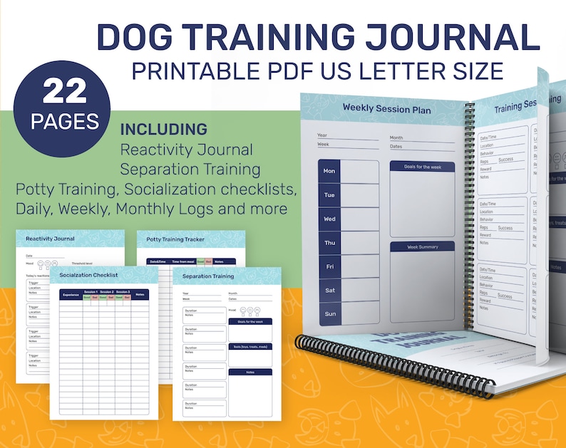 Printable US Letter Sized Dog Training Journal - Etsy