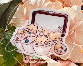 Pegatina de vinilo brillante de fanart de Pokémon de Carton Of Togepis