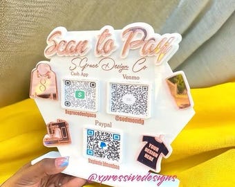 Crafters sign/ face painters sign/ tshirt sign Scan to pay acrylic sign