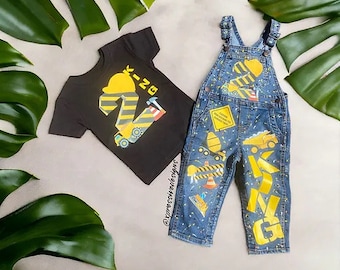 Construction Birthday Overalls| Construction party| Construction outfit | Terrible two
