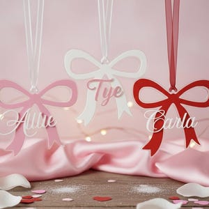 Bow Ornament | Bow stocking Tag | Bow basket tag | coquette bow tag |  Valentines  bow ornament | acrylic ornament | Valentine’s ornament