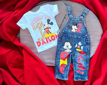 Mickey Mouse Birthday Overalls| Mickey Mouse party| Mickey Mouse outfit