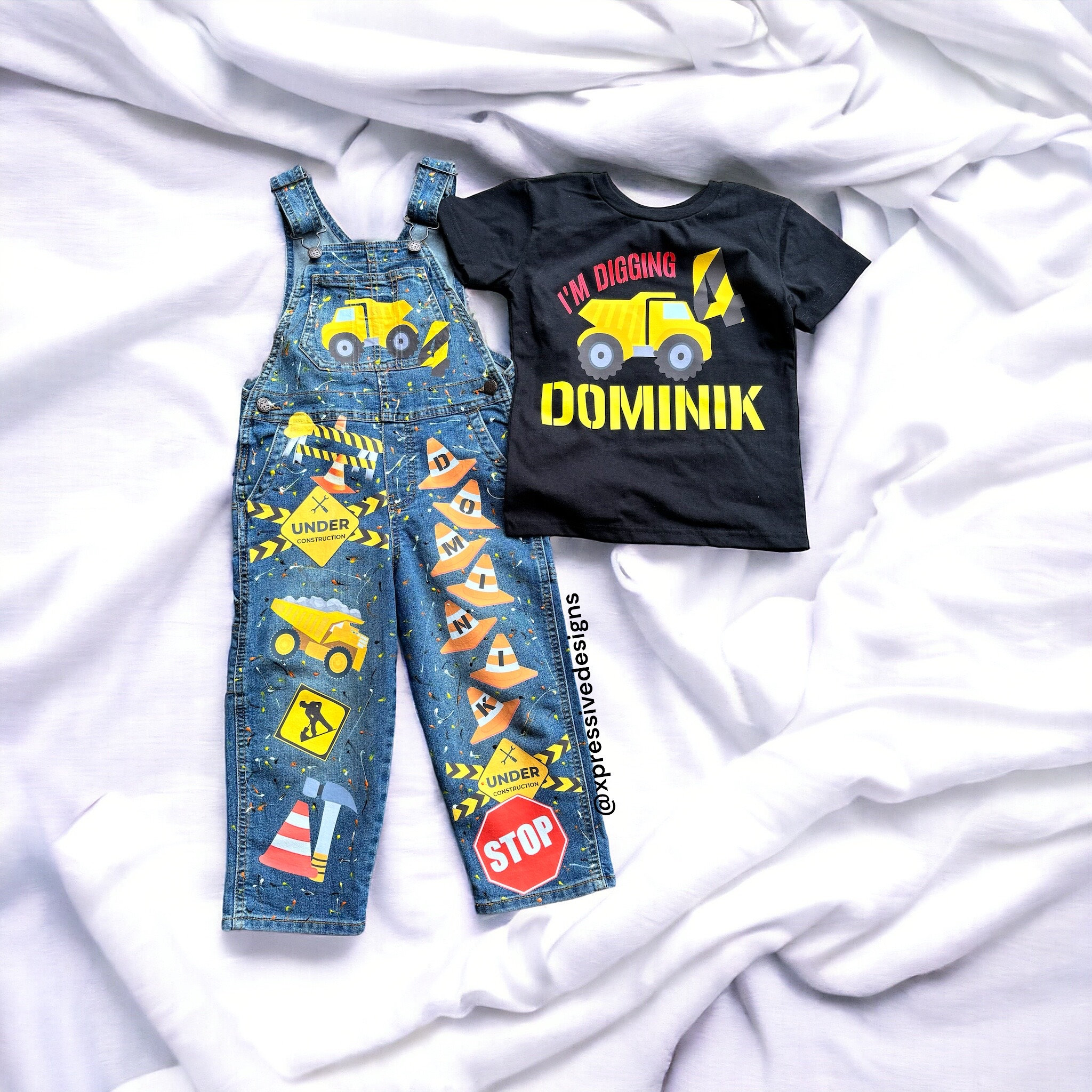 Construction Birthday Overalls| Construction party| Construction outfit | construction truck overalls