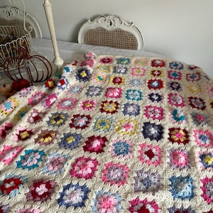 Large patchwork crocheted blanket